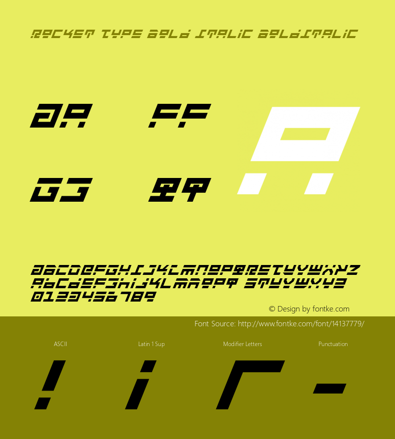 Rocket Type Bold Italic BoldItalic Version 1图片样张