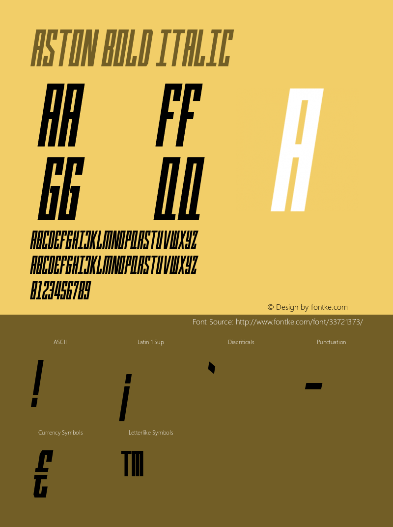 Aston Bold Italic Version 1.000图片样张