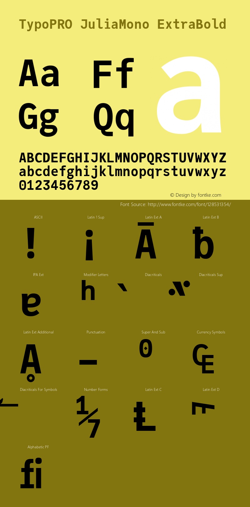 TypoPRO JuliaMono ExtraBold Version 0.018; ttfautohint (v1.8)图片样张