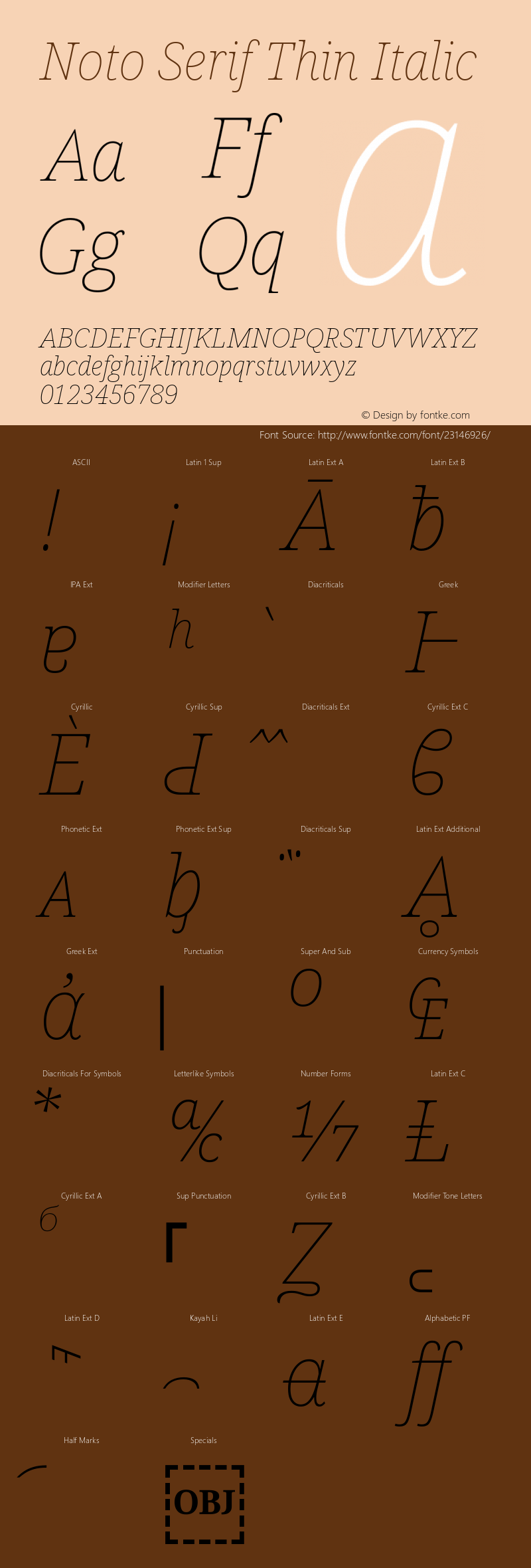 Noto Serif Thin Italic Version 1.902图片样张