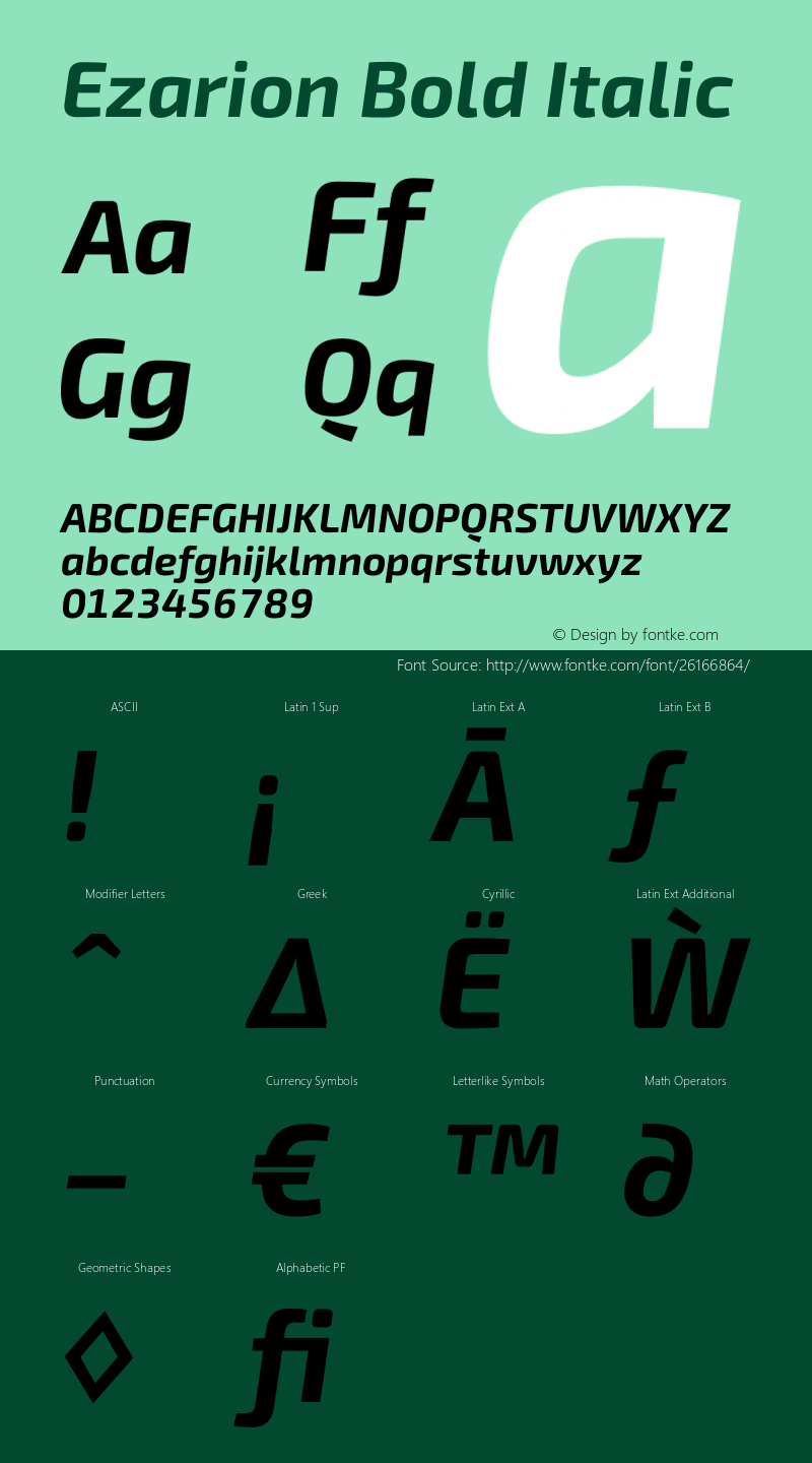 Ezarion Bold Italic Version 1.001;PS 001.001;hotconv 1.0.70;makeotf.lib2.5.58329; ttfautohint (v1.8.1)图片样张