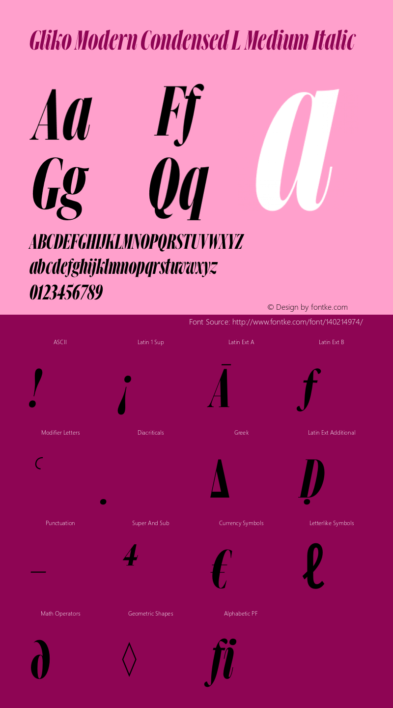 Gliko Modern Condensed L Medium Italic Version 2.000 | w-rip DC20200115图片样张