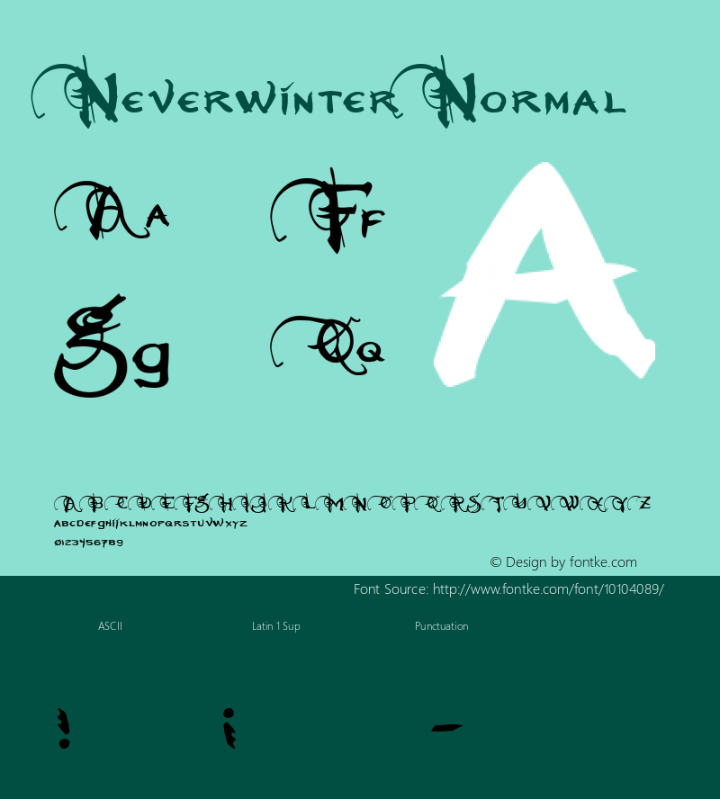 Neverwinter Normal Macromedia Fontographer 4.1 8/16/2001图片样张