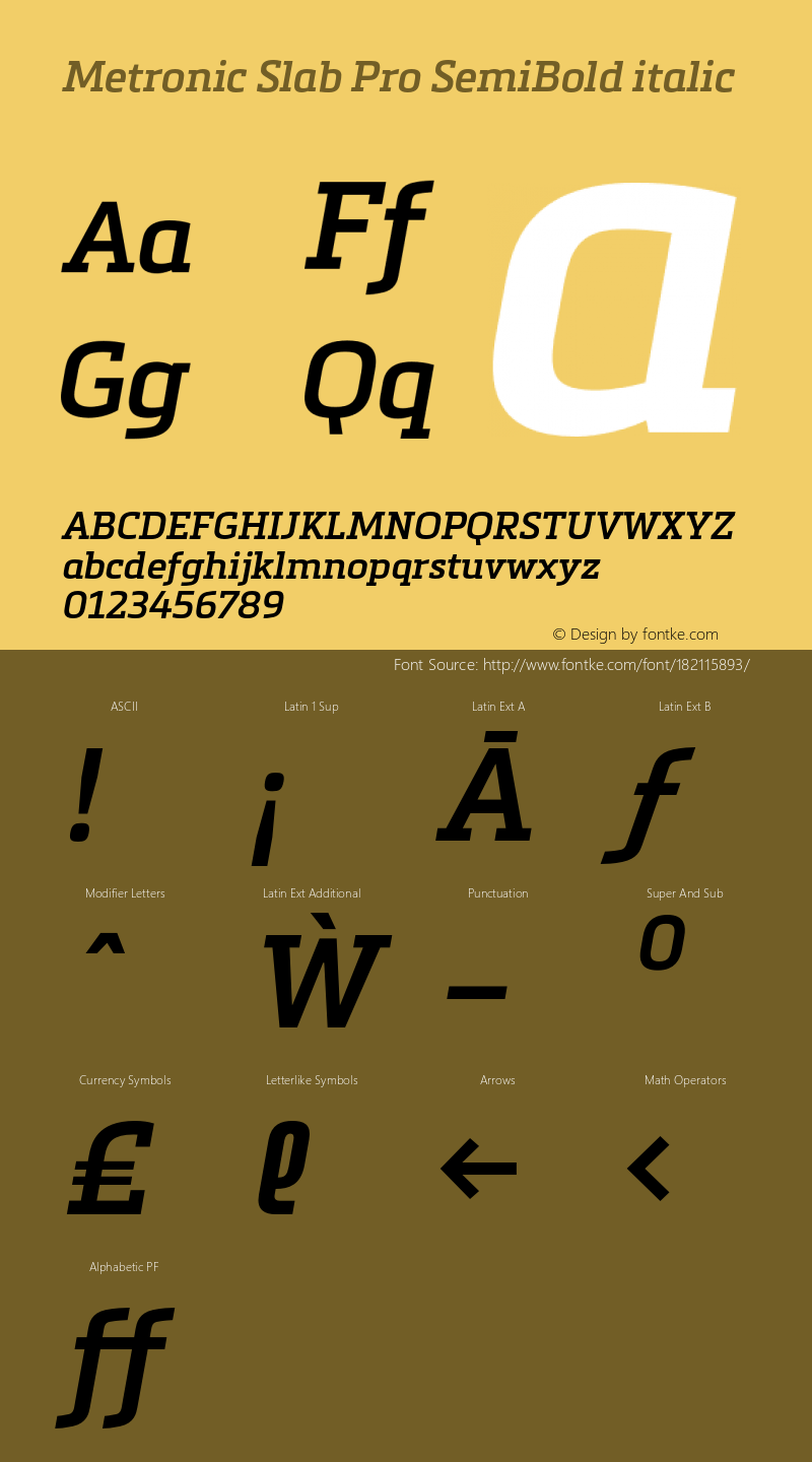 Metronic Slab Pro SemiBold Italic Version 1.000图片样张