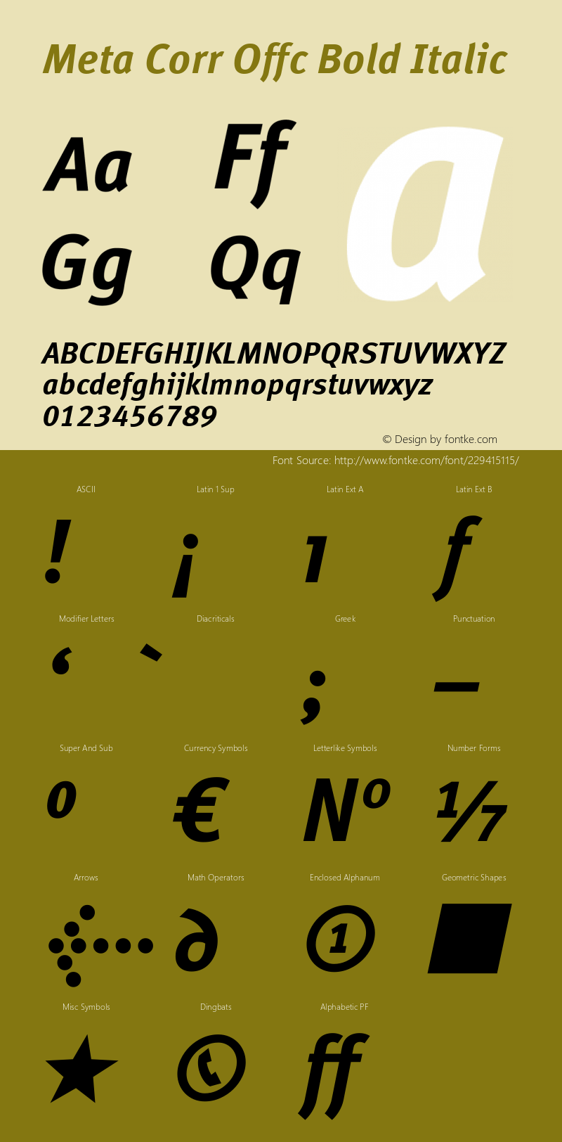 Meta Corr Offc Bold Italic Version 7.504; 2012; Build 1021图片样张