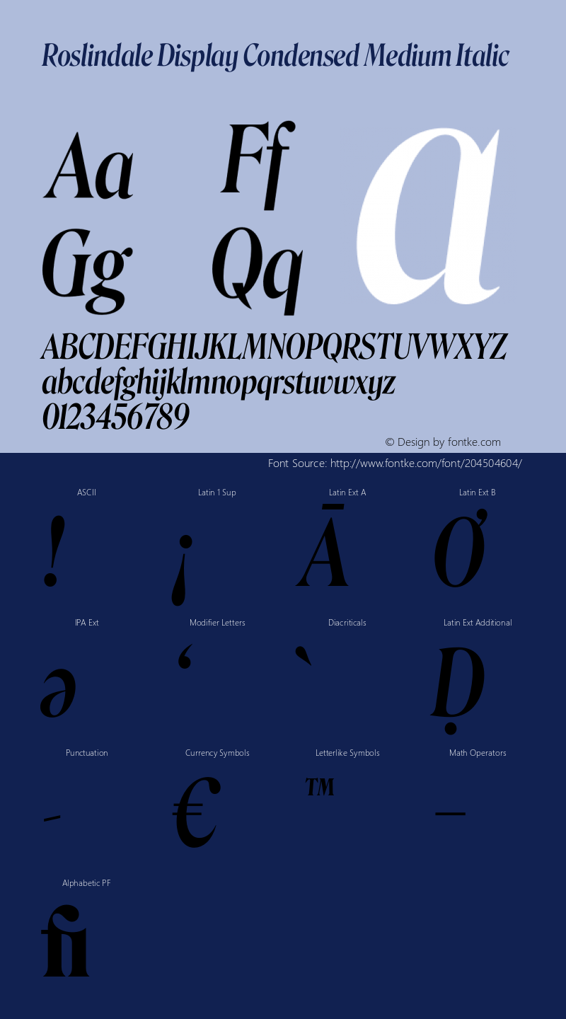 Roslindale Display Condensed Medium Italic Version 1.0图片样张