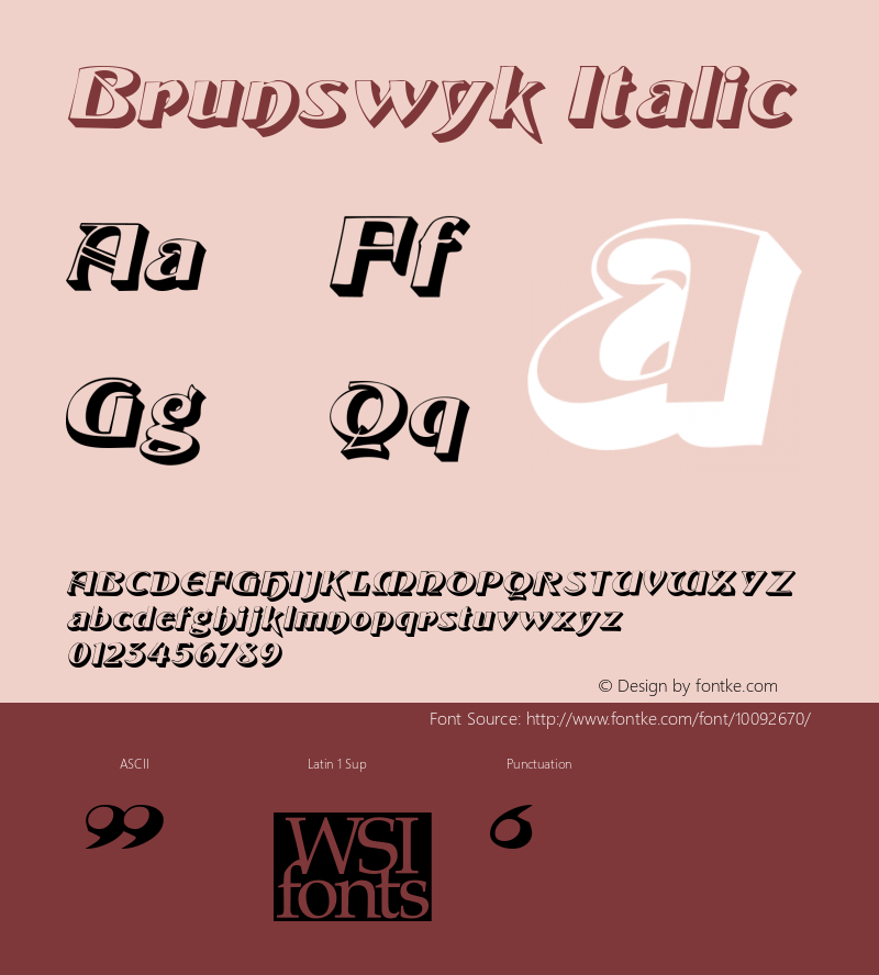 Brunswyk Italic The IMSI MasterFonts Collection, tm 1995, 1996 IMSI (International Microcomputer Software Inc.)图片样张