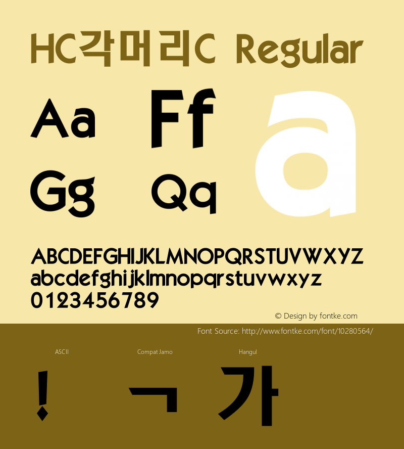 HC각머리C Regular TrueType Font Creat Han图片样张