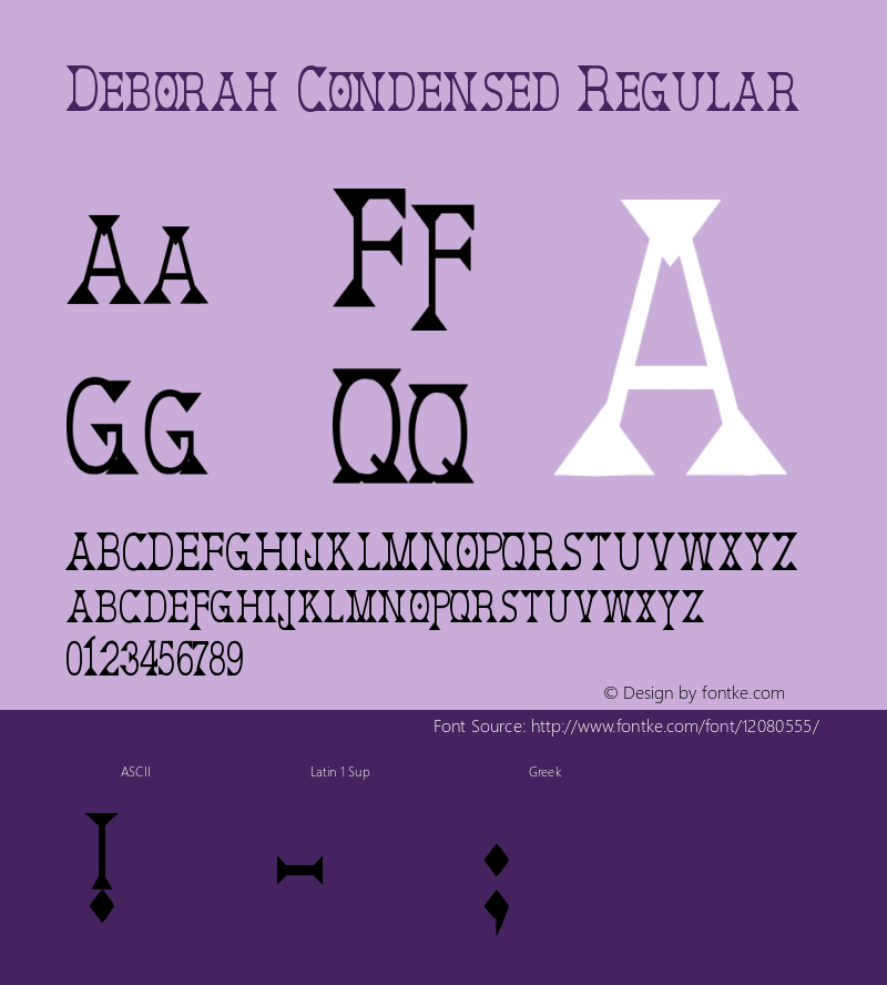 Deborah Condensed Regular Version 1.00 October 5, 2008, initial release图片样张