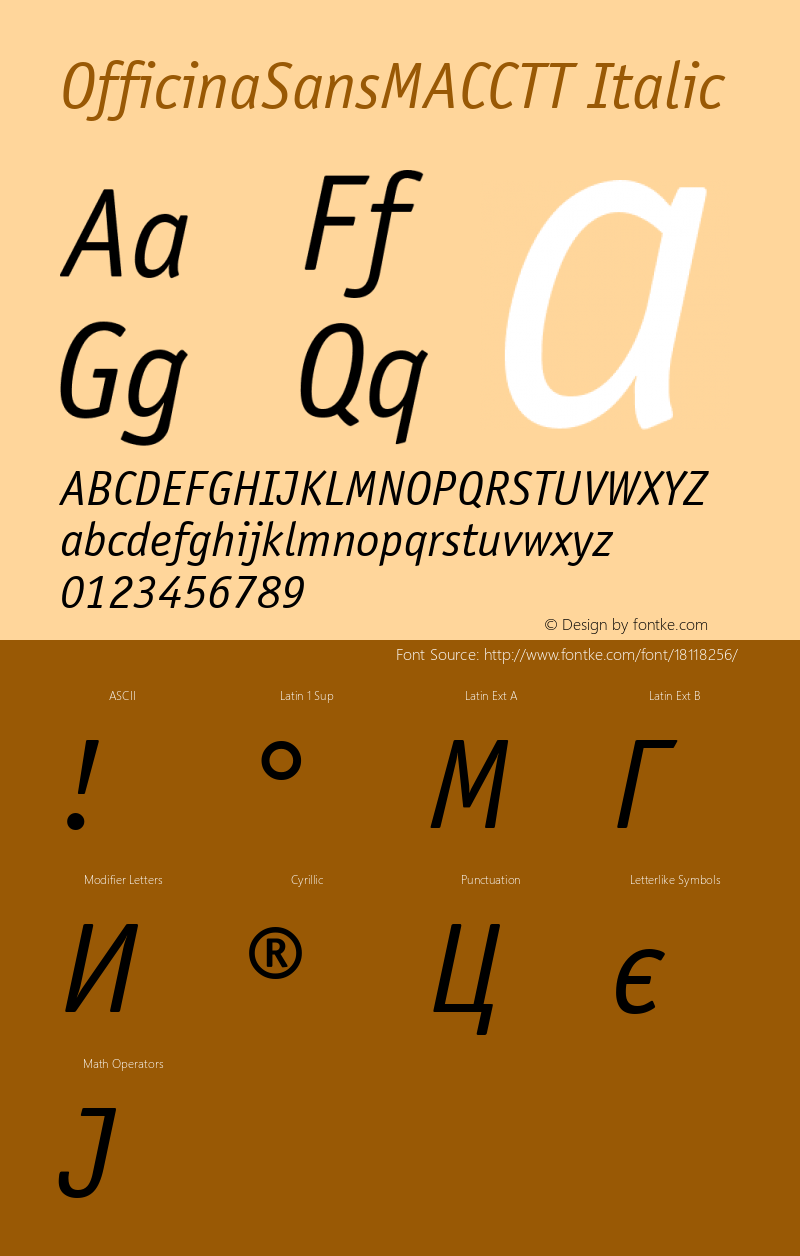 OfficinaSansMACCTT Italic TrueType Maker version 3.00.00图片样张