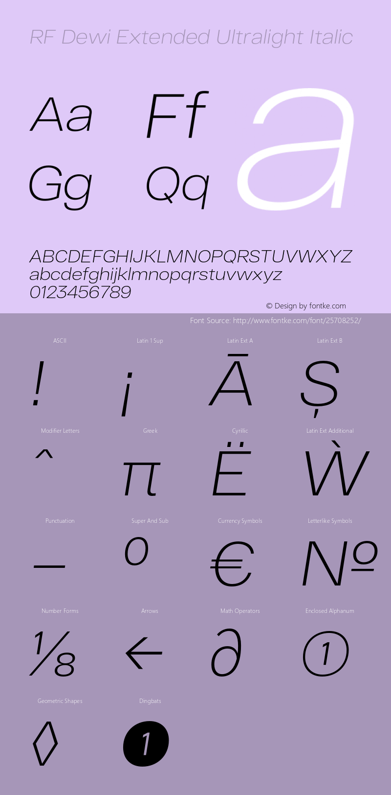 RF Dewi Extended Ultralight Italic Version 1.000;PS 001.000;hotconv 1.0.88;makeotf.lib2.5.64775图片样张