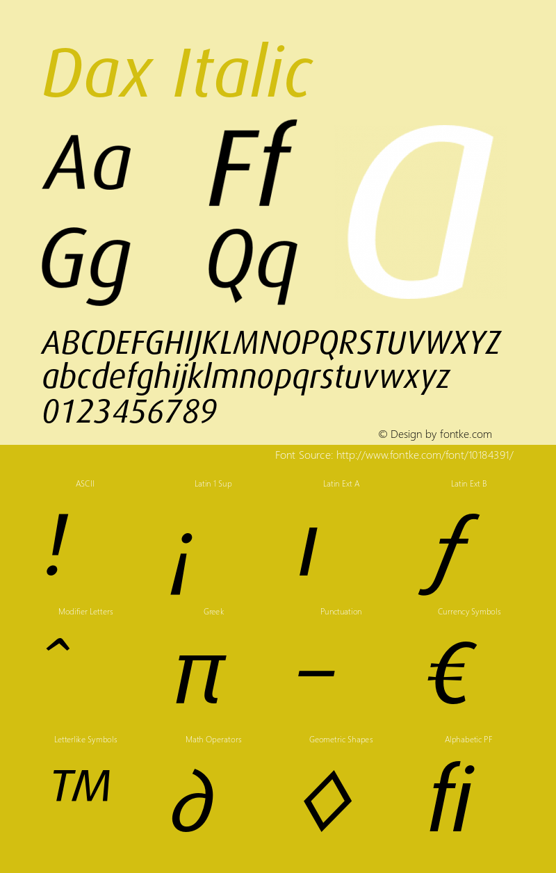 Dax Italic Version 1.1 2000图片样张