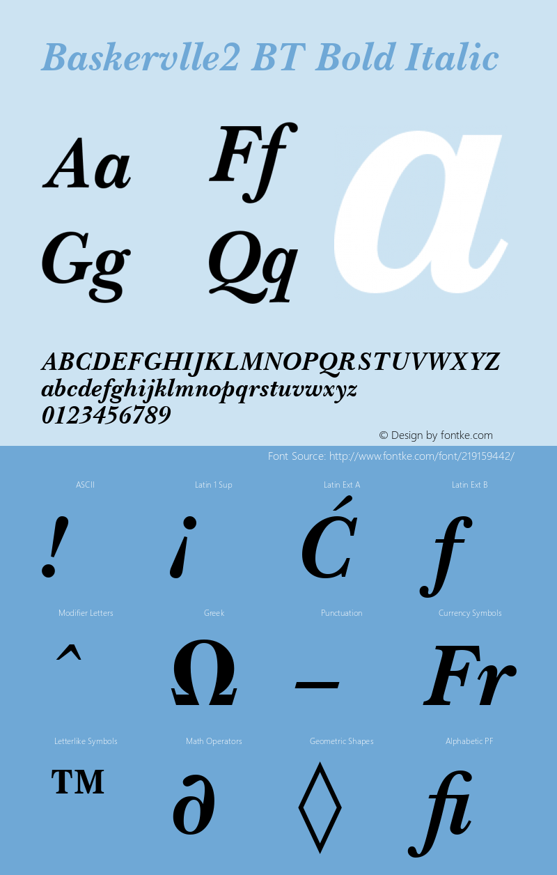 Baskervlle2 BT Bold Italic Version 1.01 emb4-OT图片样张