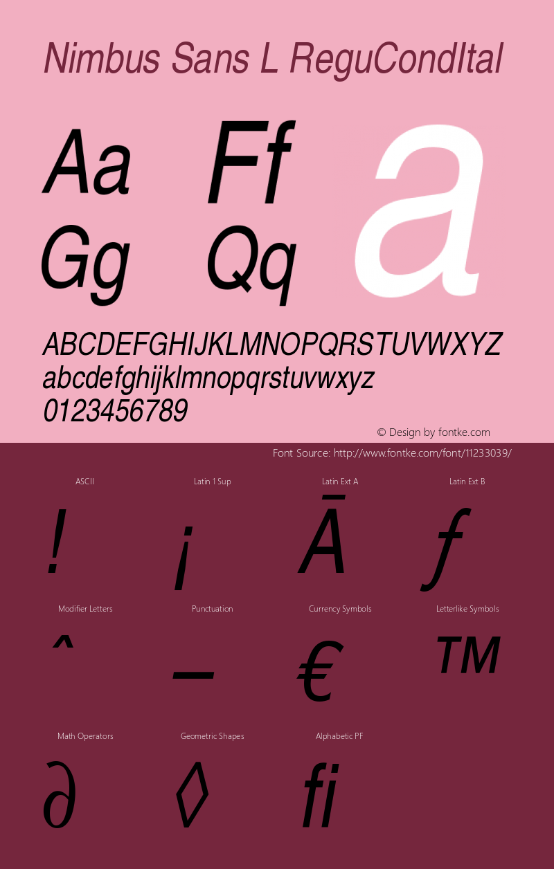 Nimbus Sans L ReguCondItal Version 1.05图片样张