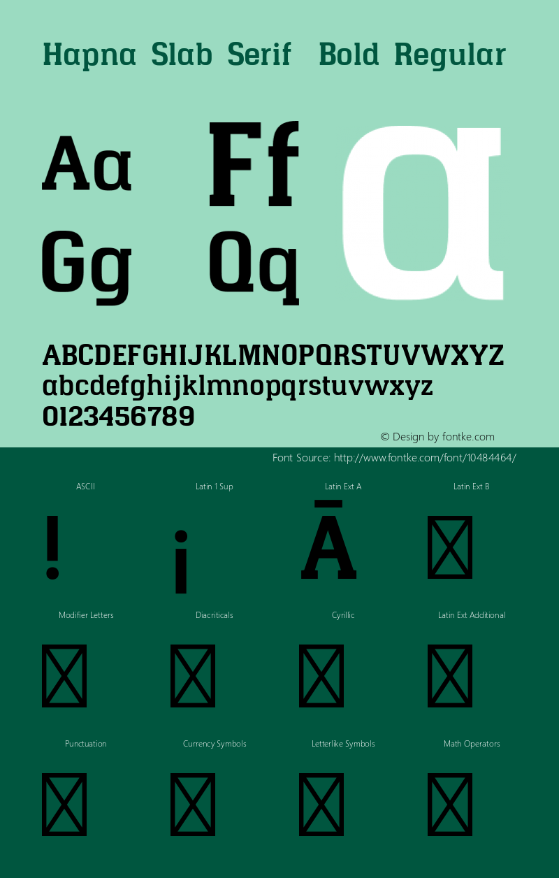 Hapna Slab Serif  Bold Regular Version 1.001;PS 001.001;hotconv 1.0.70;makeotf.lib2.5.58329图片样张