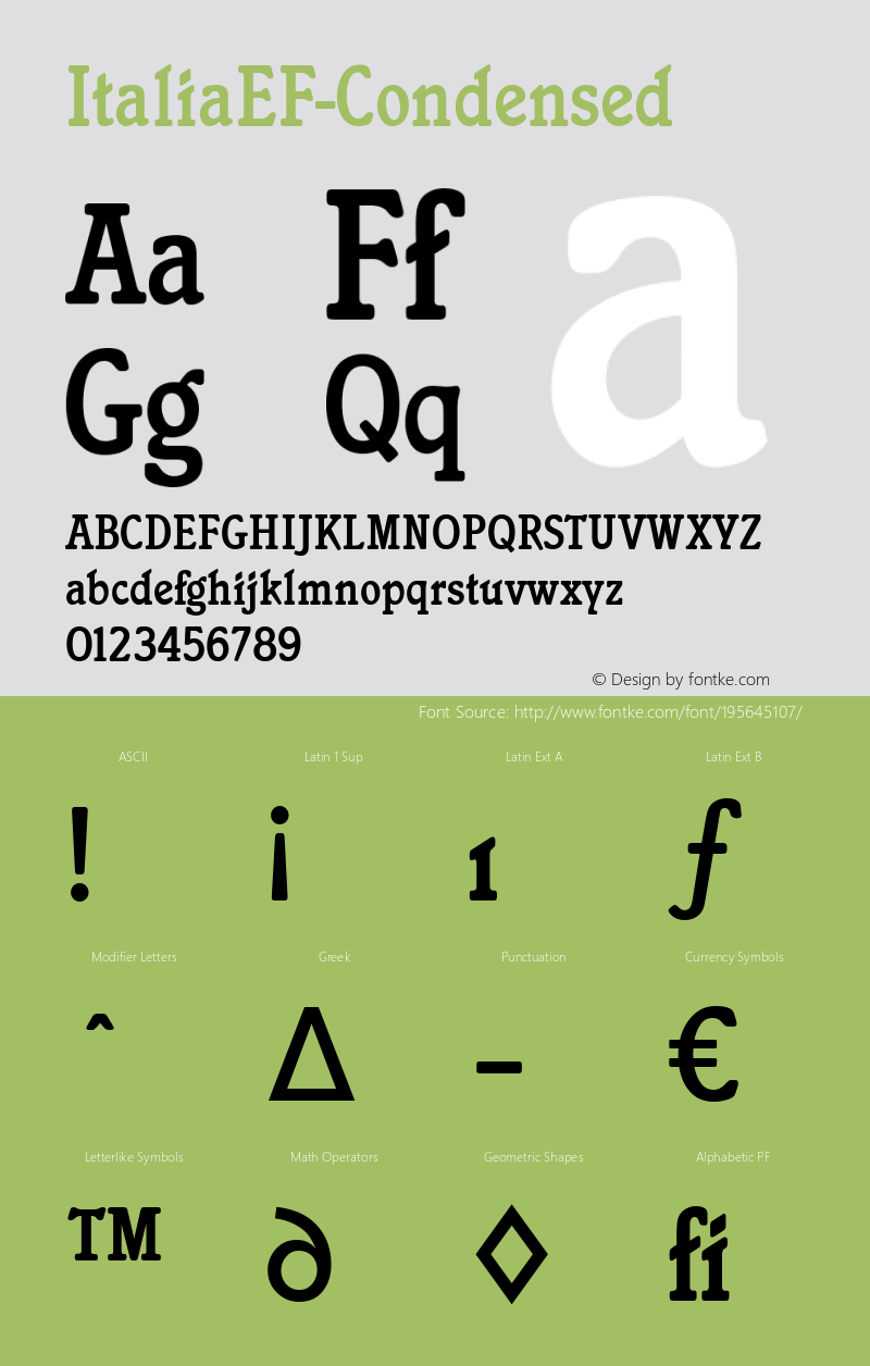 ☞ItaliaEF-Condensed Version 001.000 ;com.myfonts.easy.ef.itc-italia.italia-ef-condensed.wfkit2.version.mRC图片样张