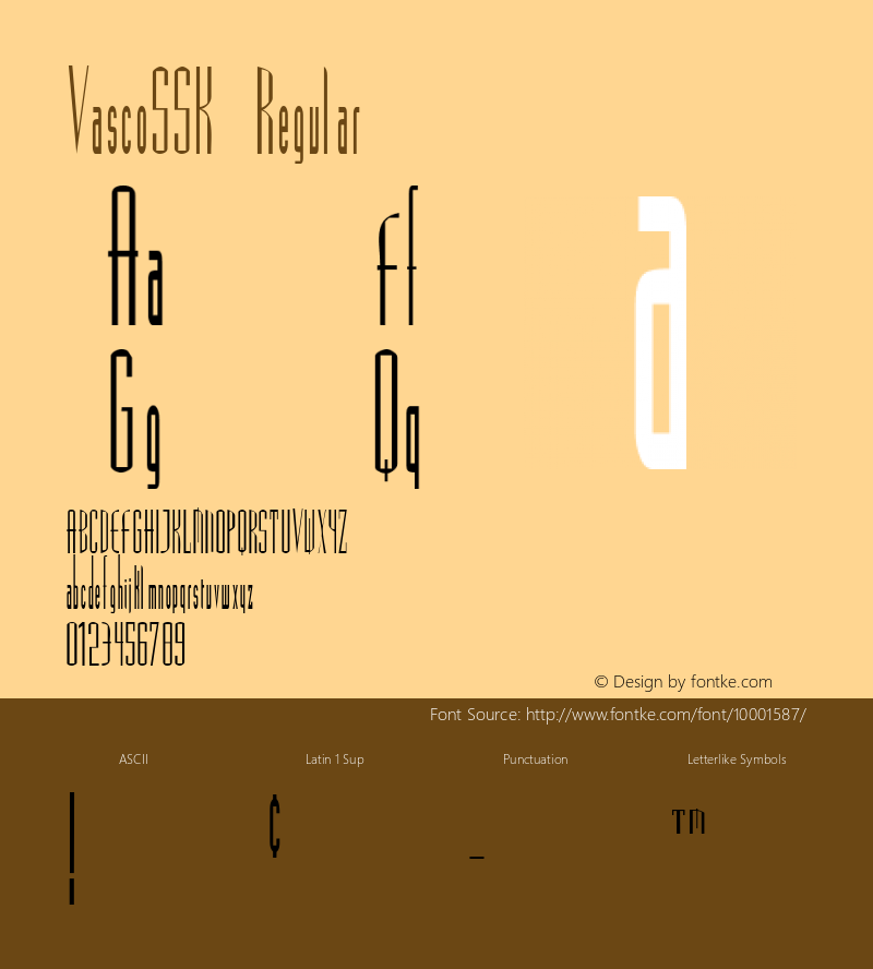 VascoSSK Regular Macromedia Fontographer 4.1 8/14/95图片样张