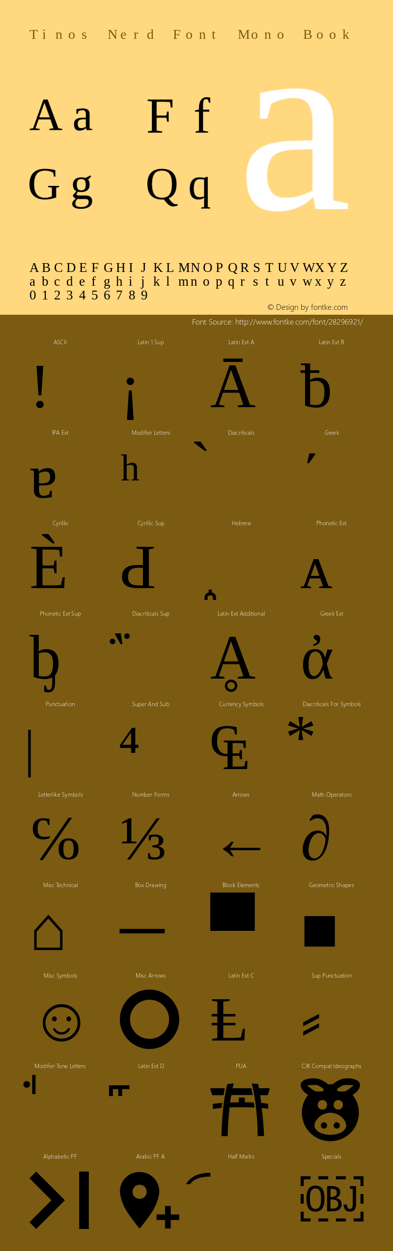 Tinos Nerd Font Complete Mono Version 1.23图片样张