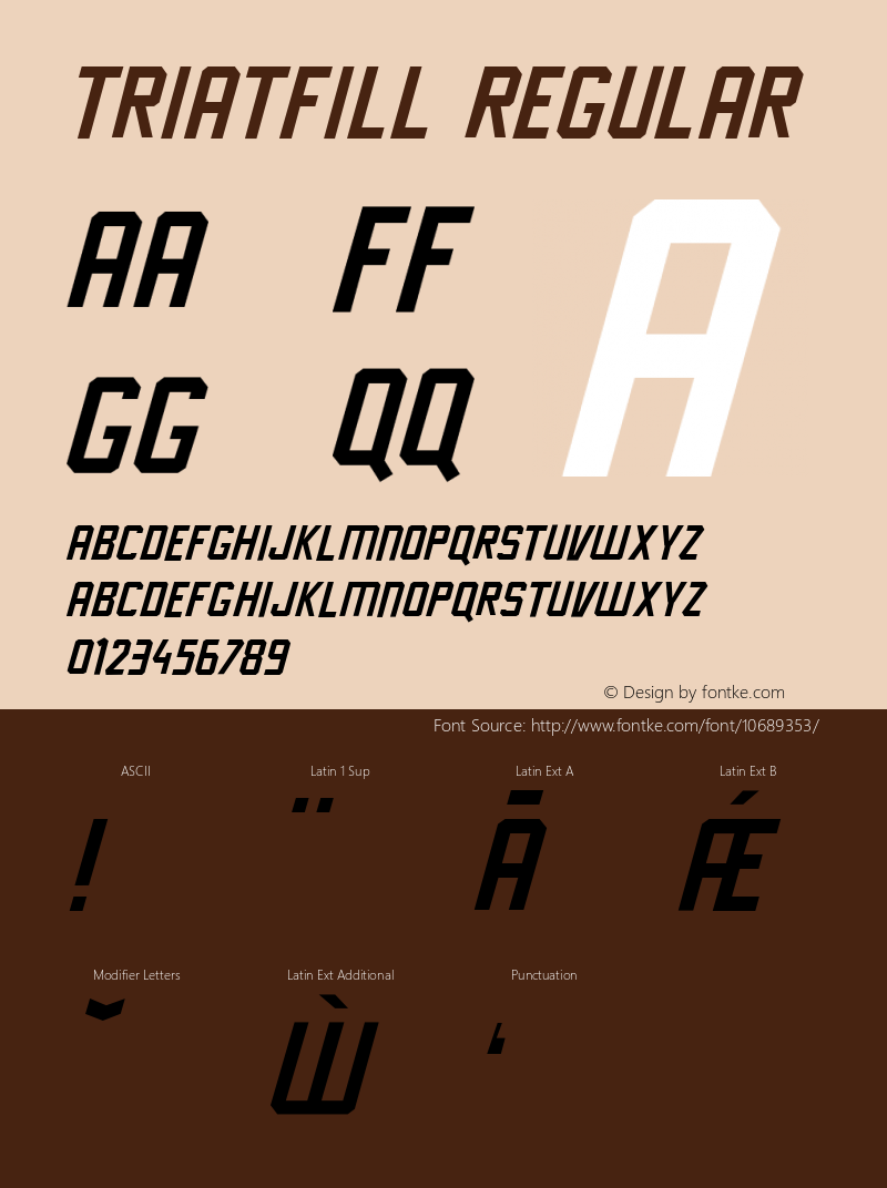 triatfill Regular Version 001.001 ;com.myfonts.cuda-wianki.triat.triatfill.wfkit2.44sn图片样张