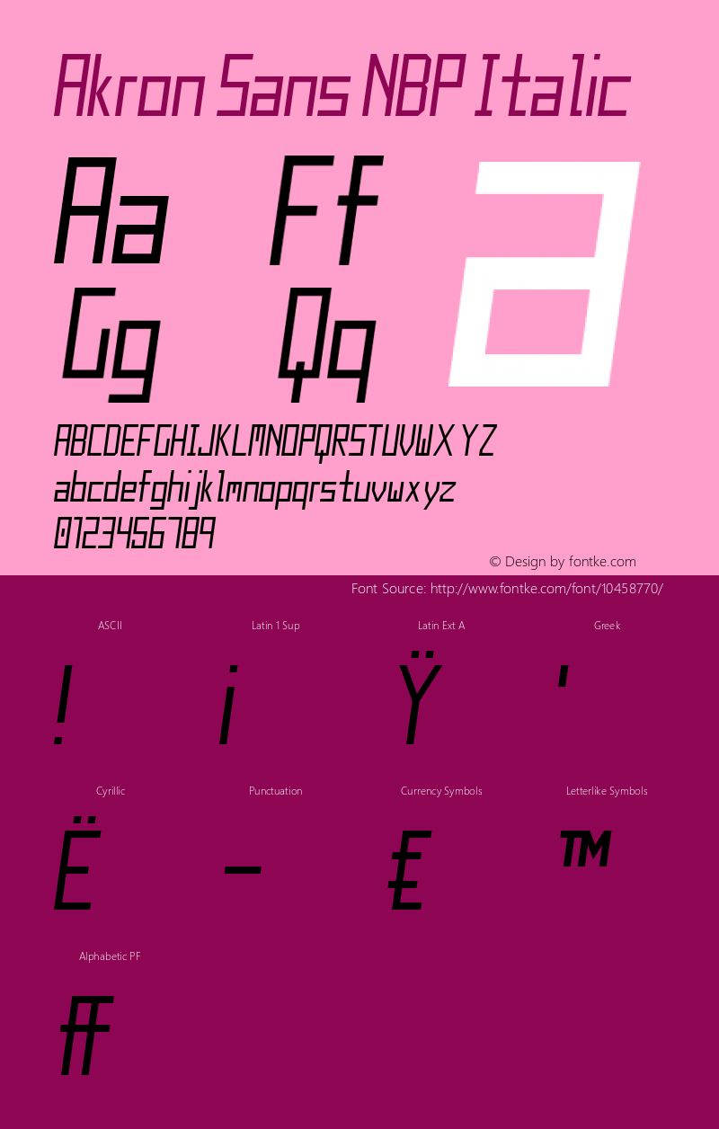 Akron Sans NBP Italic Version 1.0图片样张