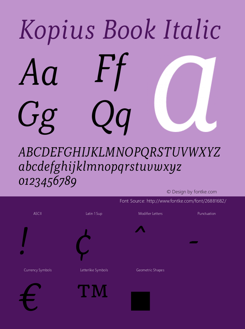 Kopius Book Italic Version 1.001图片样张