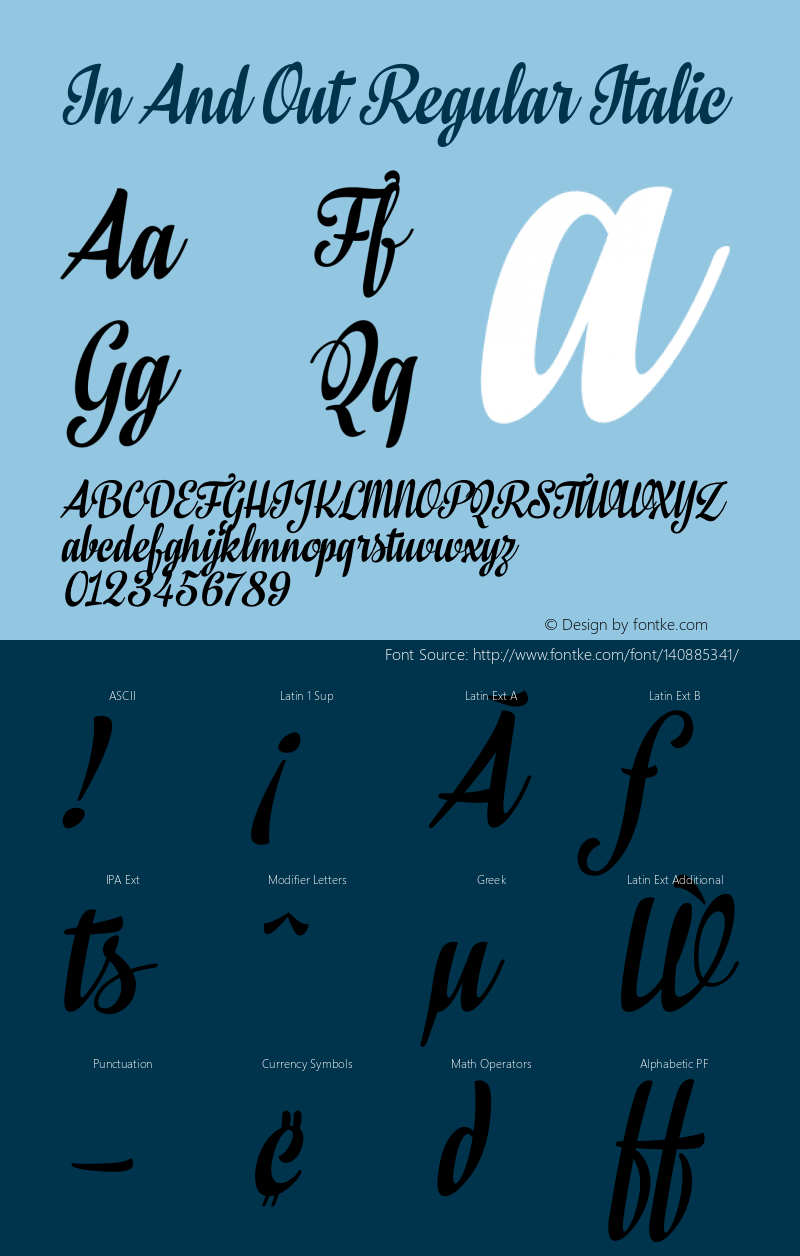 InAndOutRegular-Italic Version 1.000 | wf-rip DC20150220图片样张