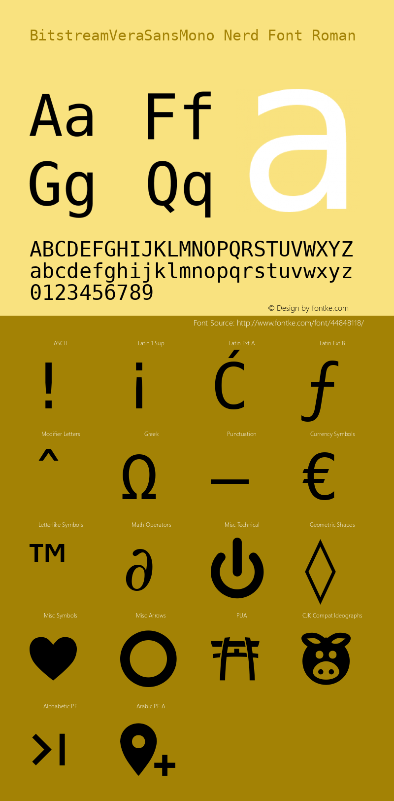 Bitstream Vera Sans Mono Nerd Font Complete Release 1.10图片样张