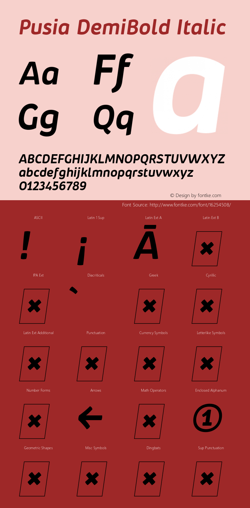 Pusia DemiBold Italic Version 1.000;PS 001.000;hotconv 1.0.88;makeotf.lib2.5.64775图片样张