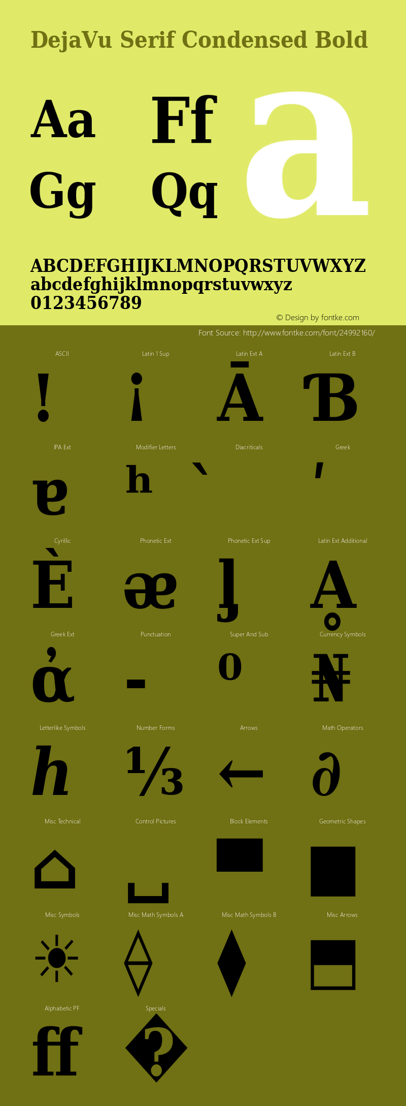 DejaVu Serif Condensed Bold Version 2.8图片样张