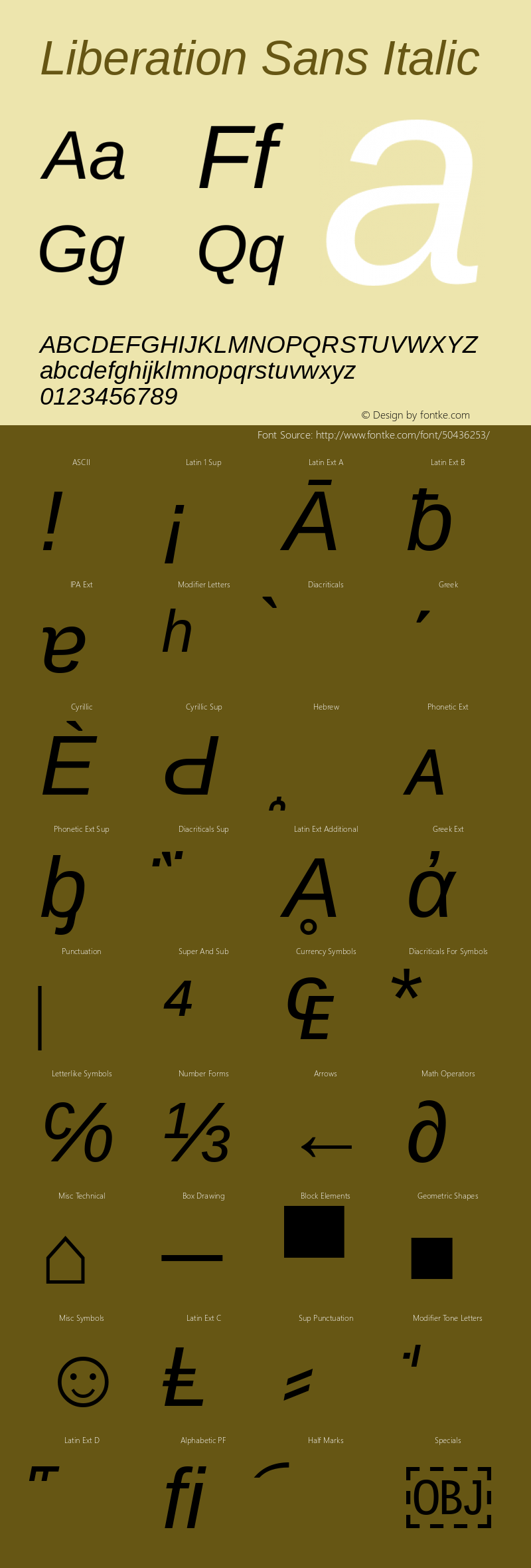 Liberation Sans Italic Version 2.00.3图片样张