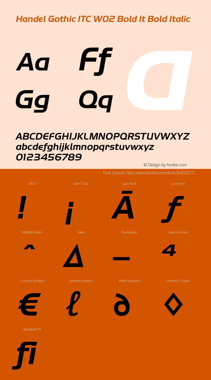 Handel Gothic ITC W02 Bold It Bold Italic Version 1.00 Mod by www.ChenJ.in图片样张