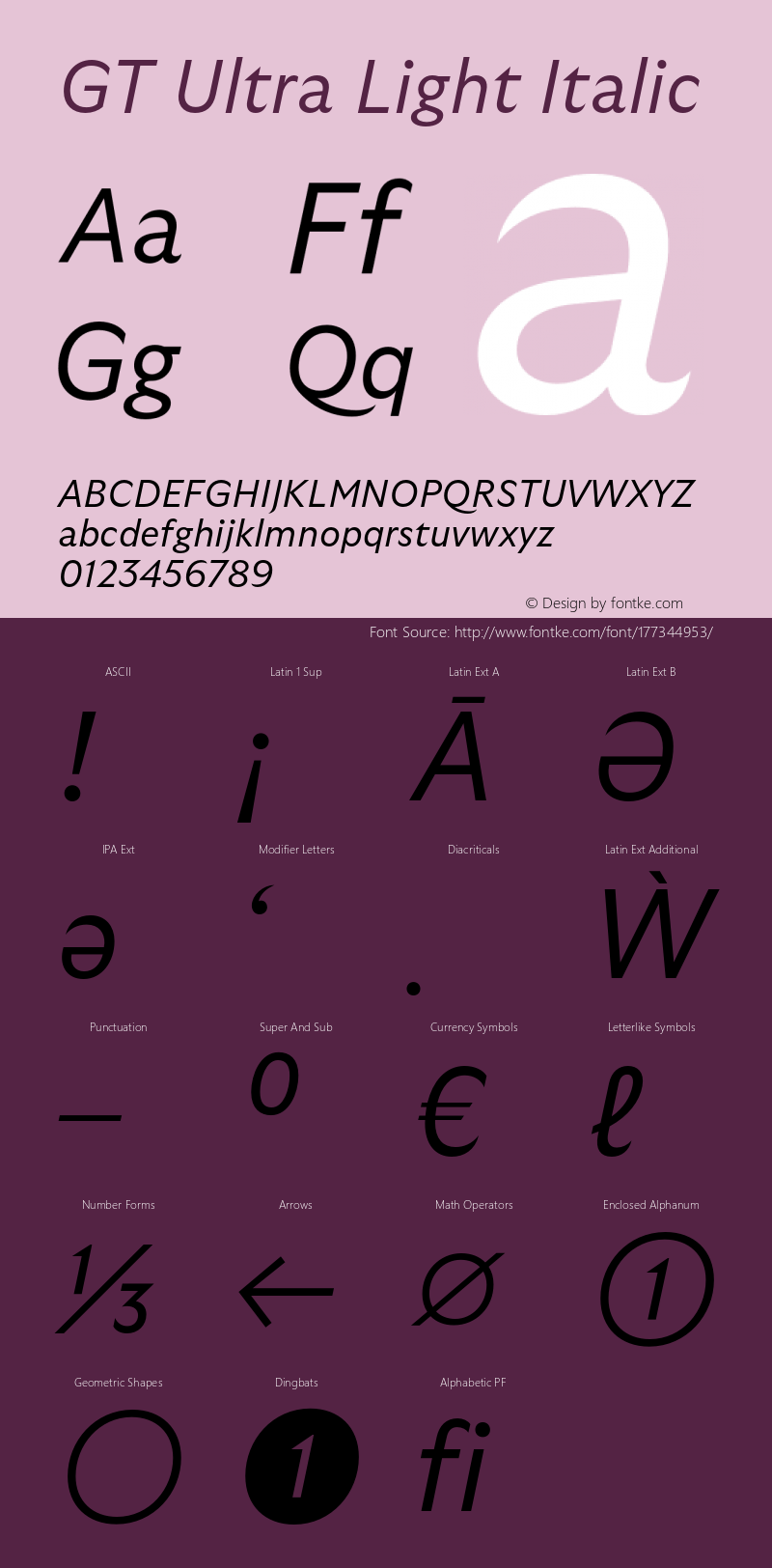 GT Ultra Light Italic Version 1.000;FEAKit 1.0图片样张