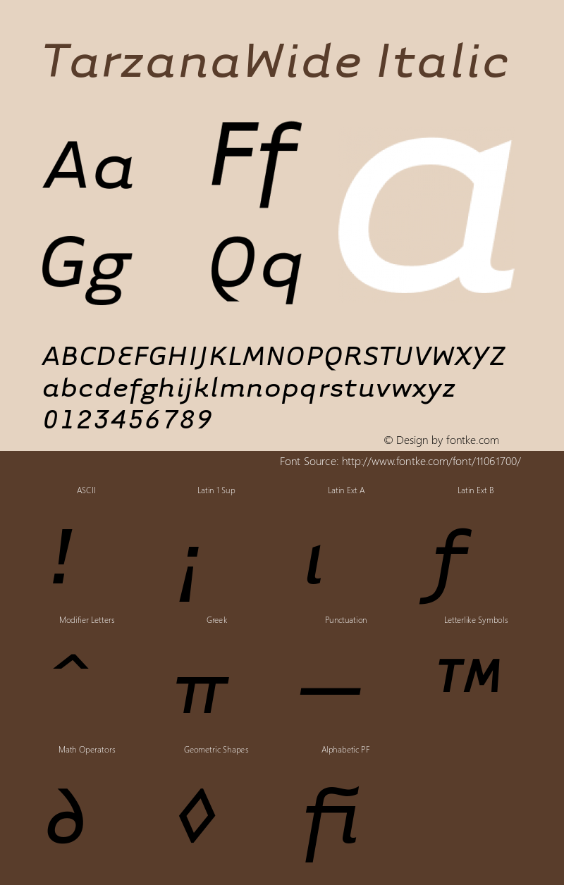 TarzanaWide Italic Version 001.000图片样张