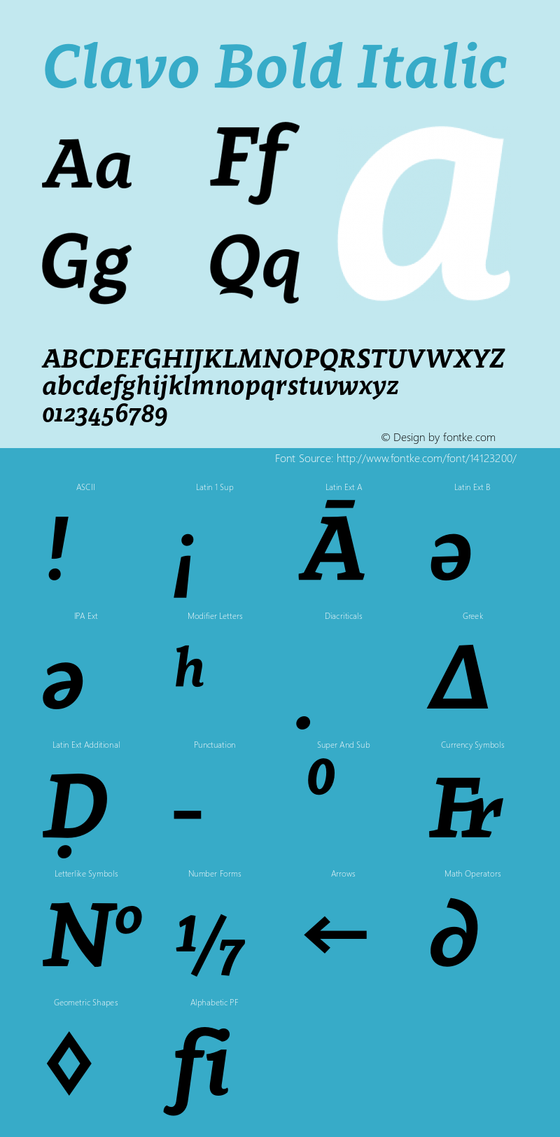 Clavo Bold Italic Version 1.002;PS 001.002;hotconv 1.0.70;makeotf.lib2.5.58329图片样张