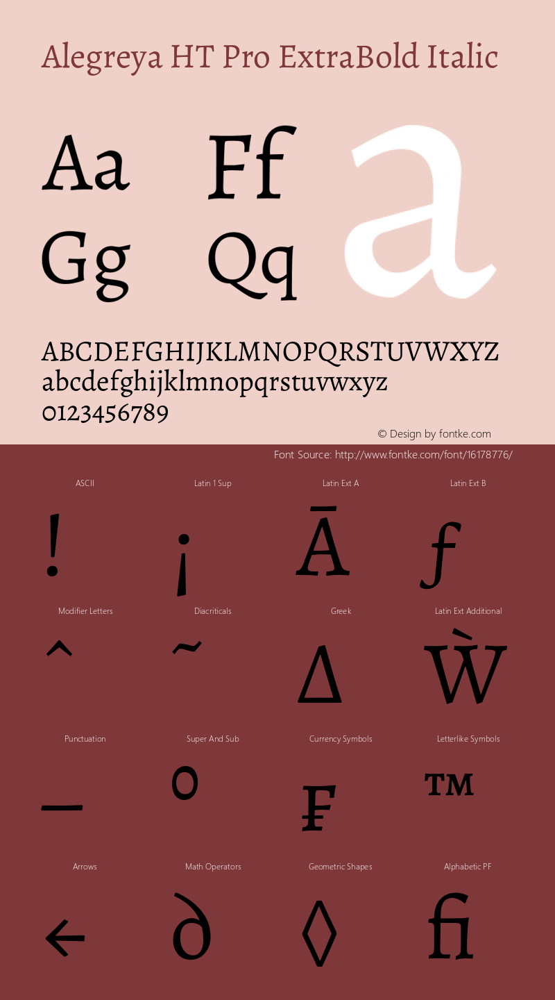 Alegreya HT Pro ExtraBold Italic Version 1.200图片样张