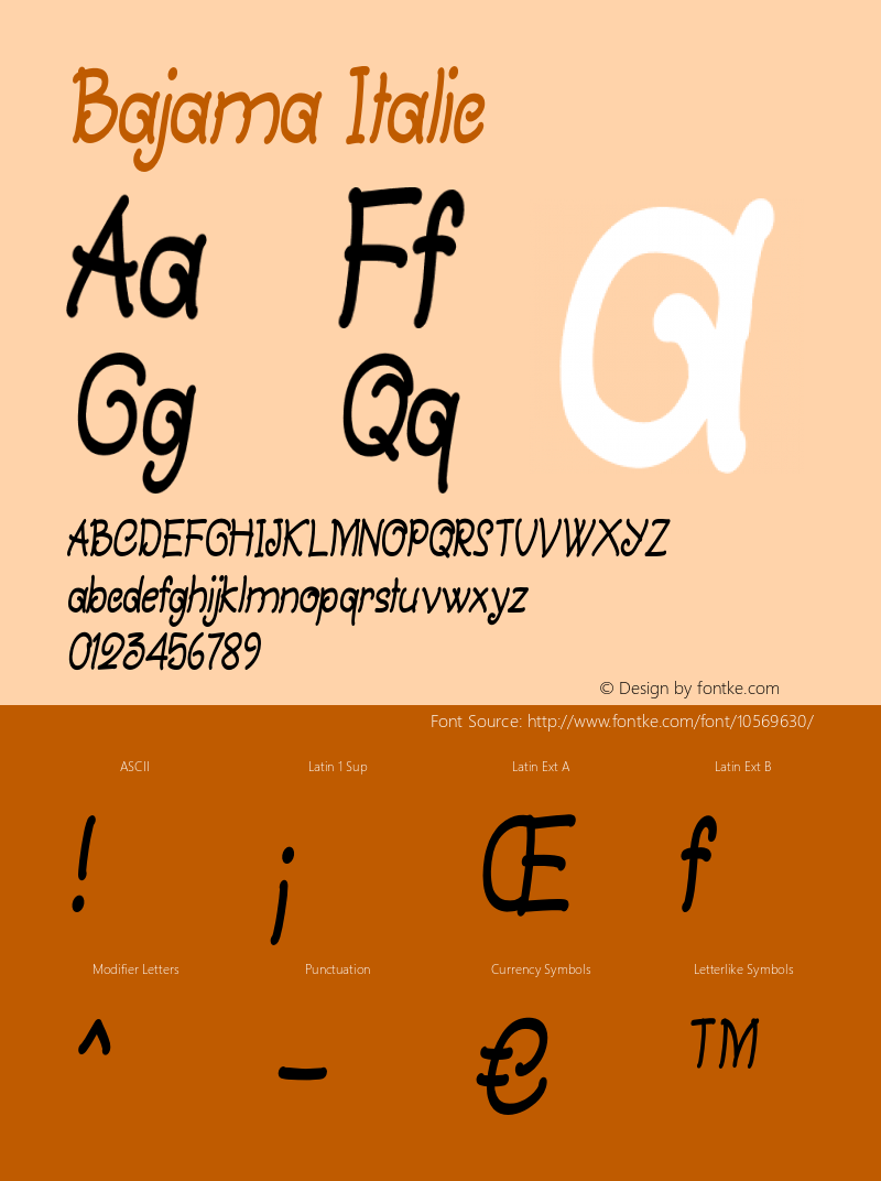 Bajama Italic Version 1.000图片样张