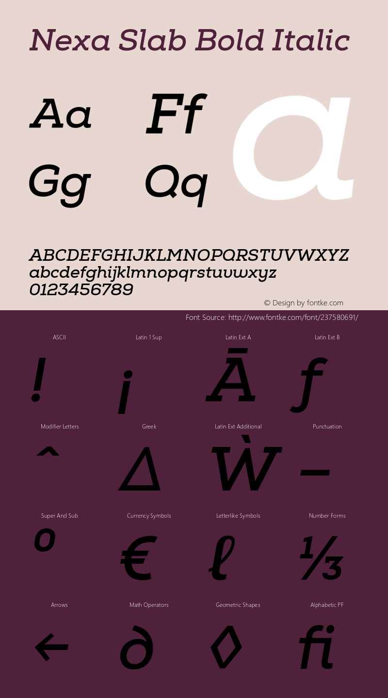 Nexa Slab Bold Italic Version 1.000图片样张