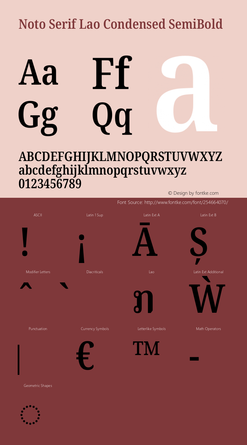 Noto Serif Lao Condensed SemiBold Version 2.003图片样张