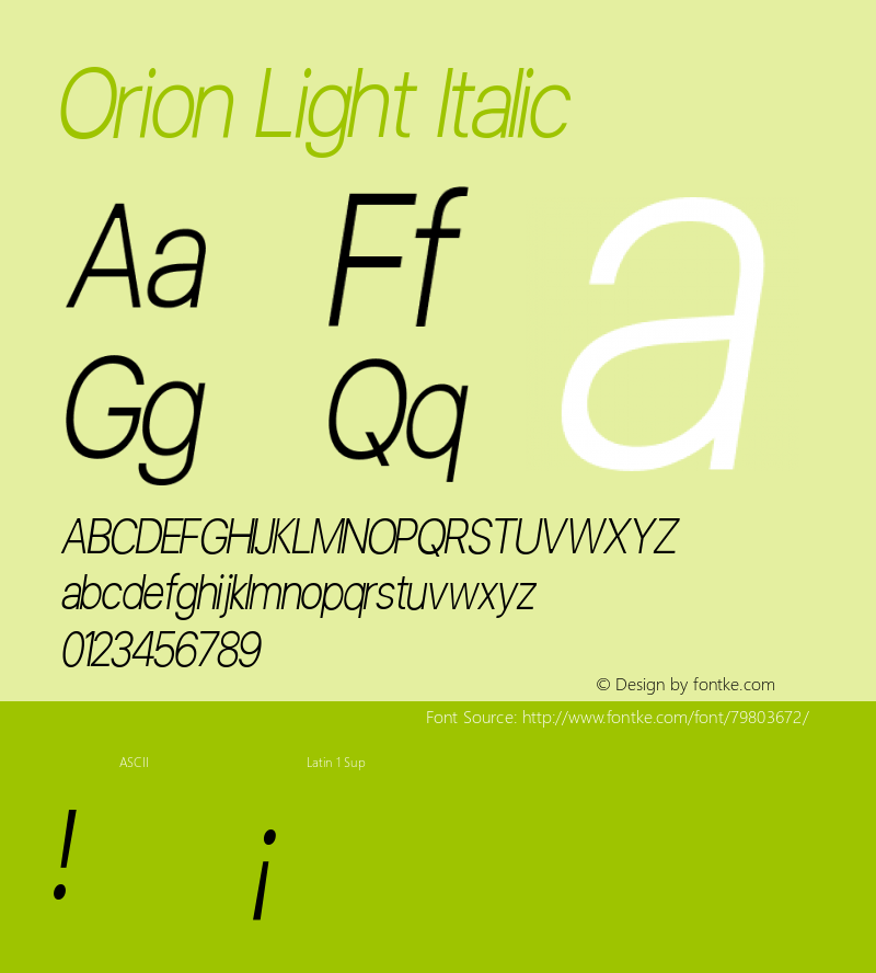 Orion Light Italic Version 1.000;PS 001.000;hotconv 1.0.88;makeotf.lib2.5.64775图片样张
