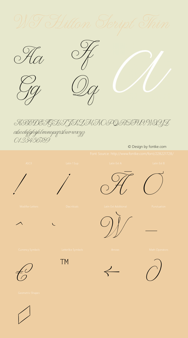 WT Hilton Script Thin Version 1.000;hotconv 1.0.109;makeotfexe 2.5.65596图片样张