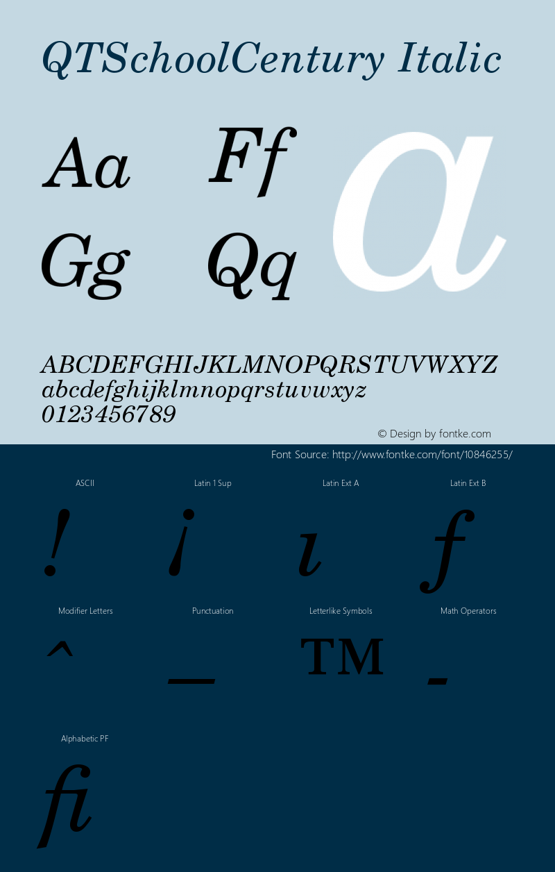 QTSchoolCentury Italic Version 001.000图片样张