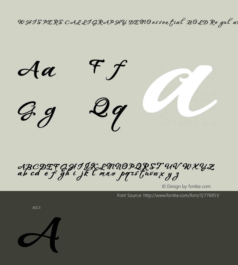 WHISPERS CALLIGRAPHY_DEMO_essential_BOLD Regular Version 1.00 November 28, 2015, initial release图片样张