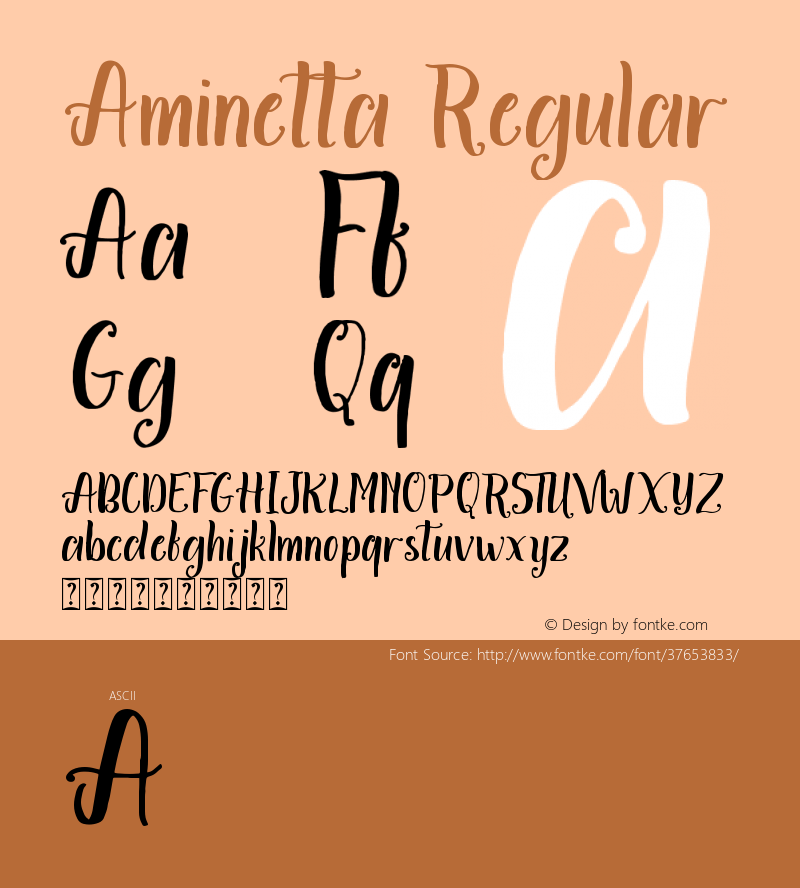 Aminetta Version 1.00;August 4, 2019;FontCreator 11.5.0.2430 64-bit图片样张