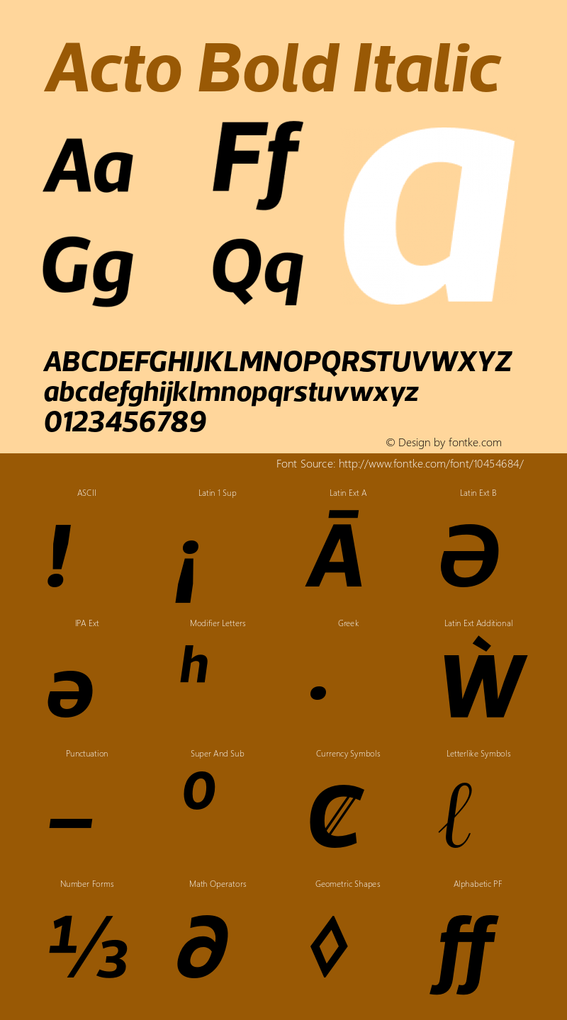 Acto Bold Italic Version 1.000图片样张