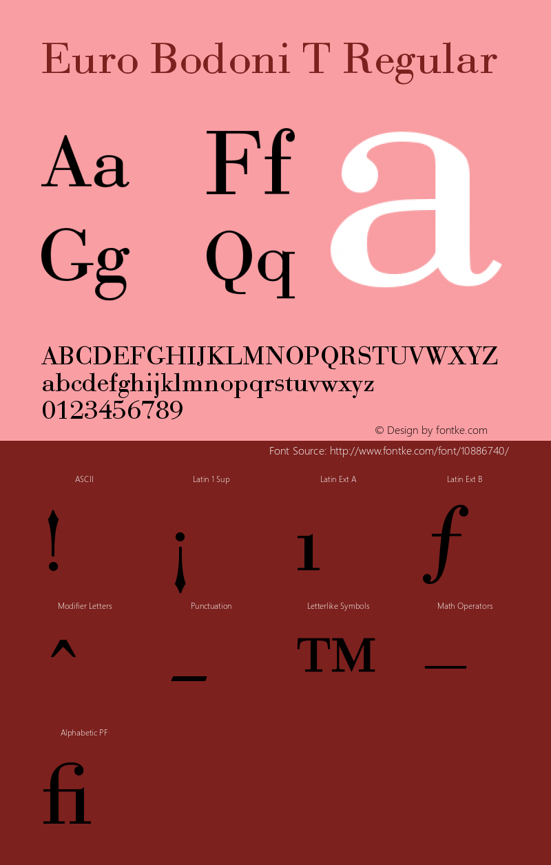 Euro Bodoni T Regular Version 001.005图片样张