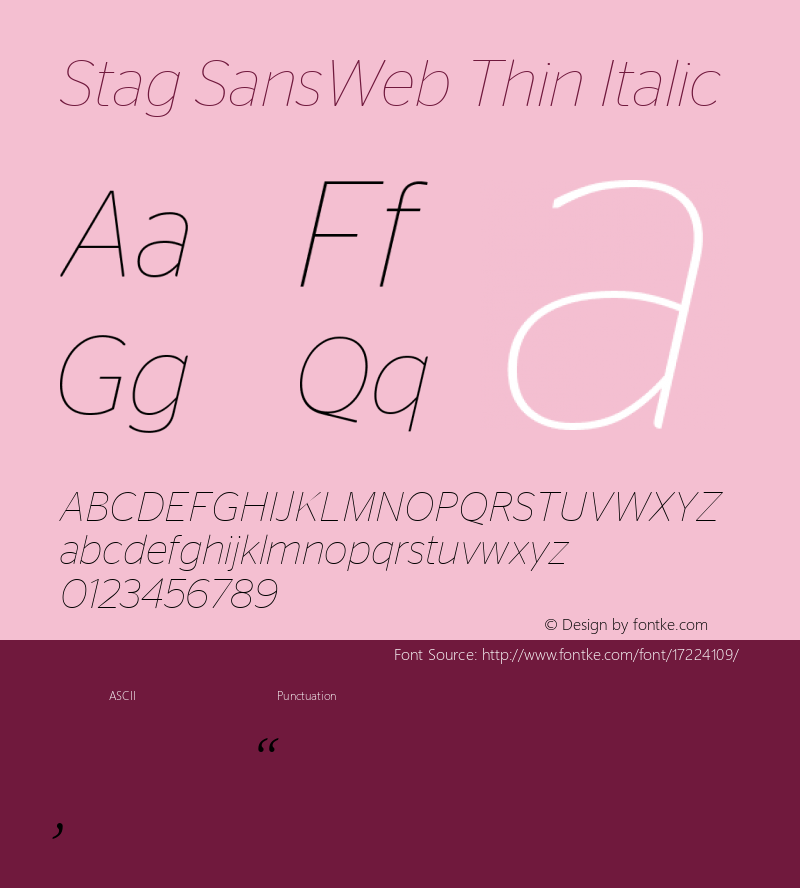 Stag SansWeb Thin Italic Version 1.1 2007图片样张