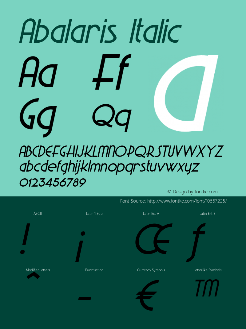 Abalaris Italic Version 1.000图片样张