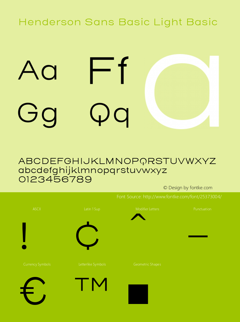 Henderson Sans Basic Lt Basic Version 1.000图片样张