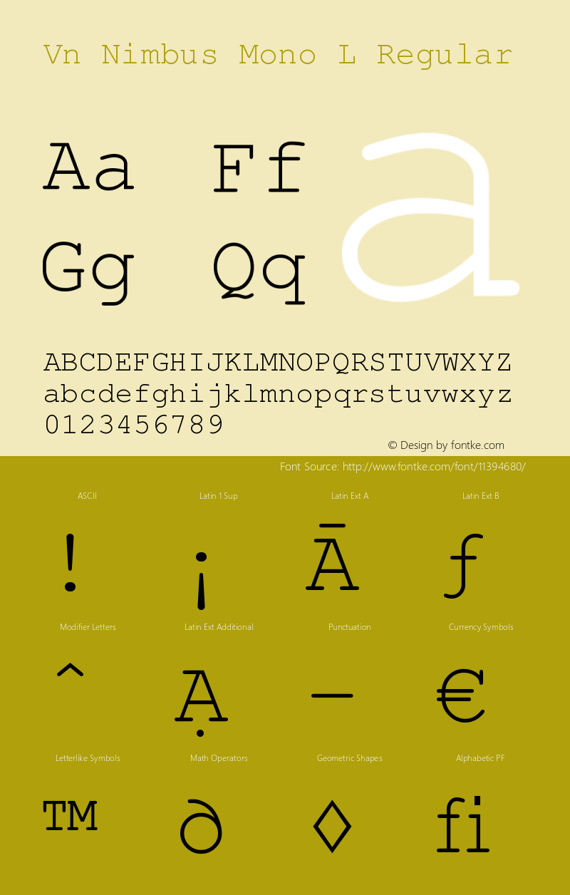 Vn Nimbus Mono L Regular Version 1.05图片样张