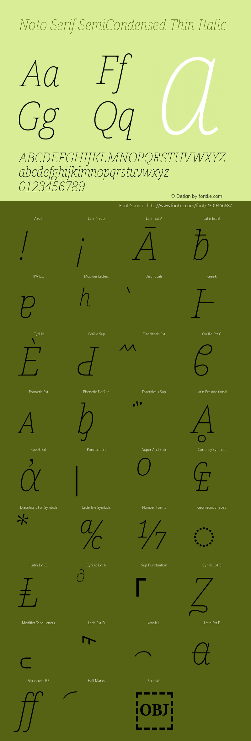 Noto Serif SemiCondensed Thin Italic Version 2.007图片样张
